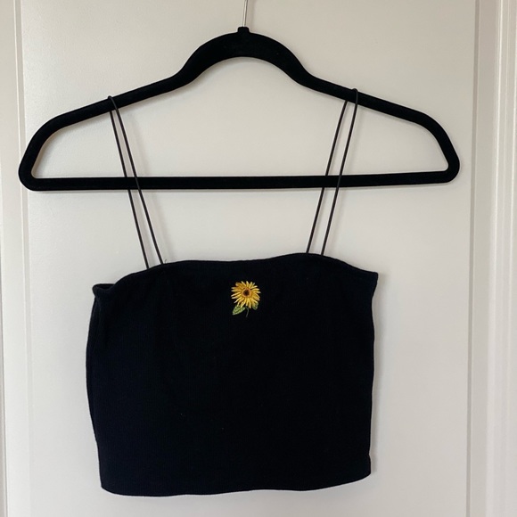 Cropped tank top with sunflower embroidery - Picture 1 of 1